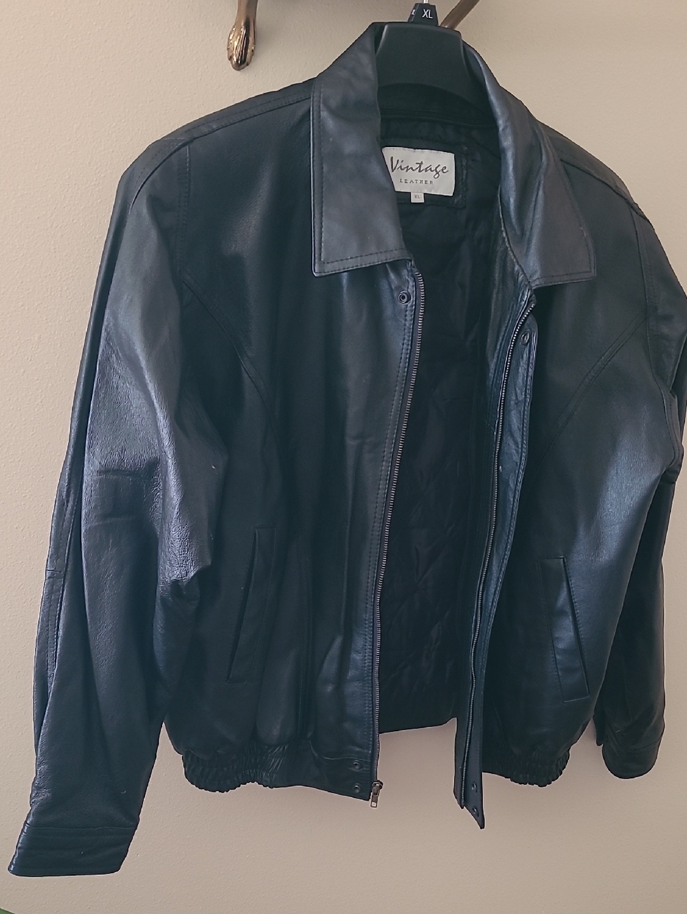 Leather Jacket Mens XLarge Black Coat VINTAGE brand